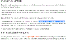 Deposit limits at TTR online casino